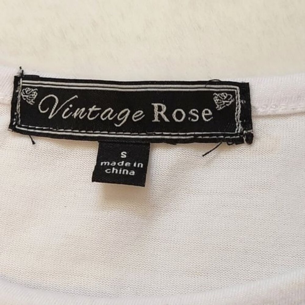 Vintage Rose Ruffle sleeve crew neck tshirt - Picture 7 of 12